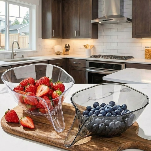 Joyvegocosh ClearFlow Glass Colander Bowl