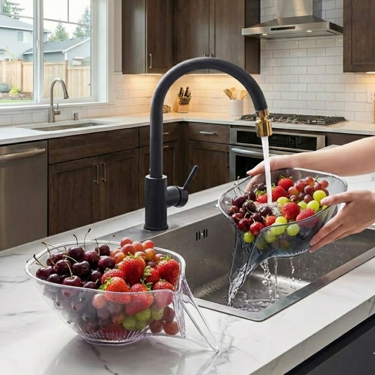 Joyvegocosh ClearFlow Glass Colander Bowl