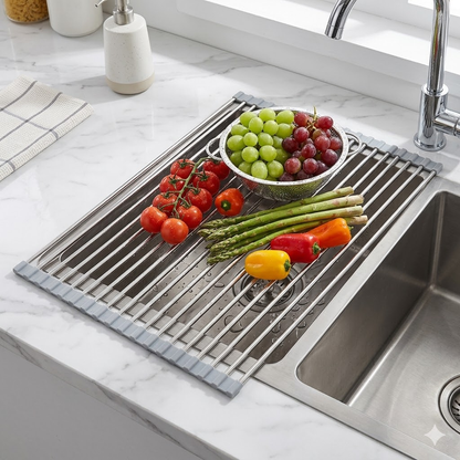 Joyvegocosh Roll-Up Stainless Steel Dish Drying Rack